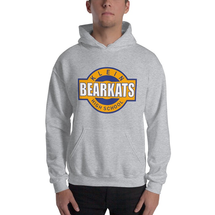 Man wearing a Klein High School Bearkats Sport Grey Classic Unisex Hoodie 11