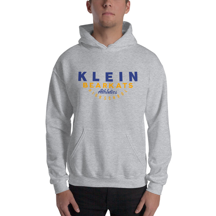 Man wearing a Klein High School Bearkats Sport Grey Classic Unisex Hoodie 12