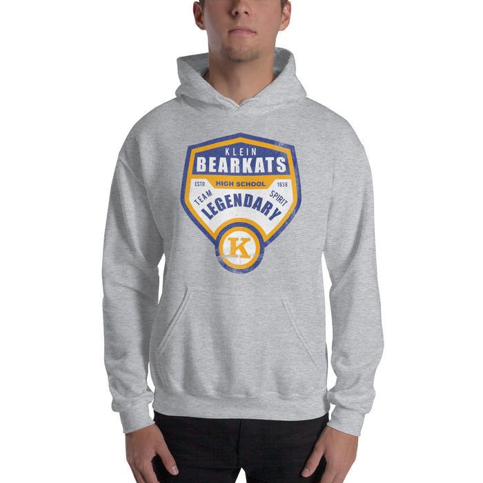 Man wearing a Klein High School Bearkats Sport Grey Classic Unisex Hoodie 14