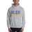 Man wearing a Klein High School Bearkats Sport Grey Classic Unisex Hoodie 17