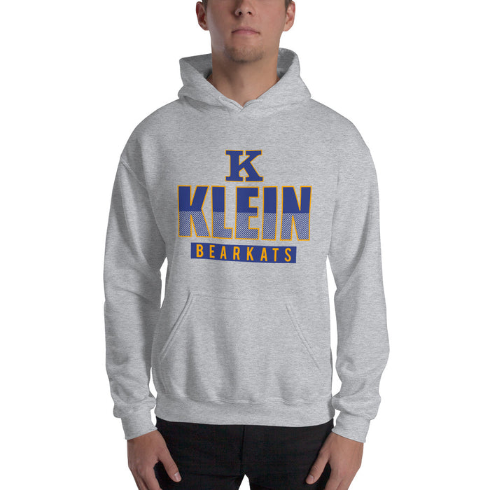 Man wearing a Klein High School Bearkats Sport Grey Classic Unisex Hoodie 23