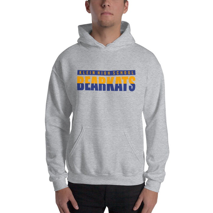 Man wearing a Klein High School Bearkats Sport Grey Classic Unisex Hoodie 25