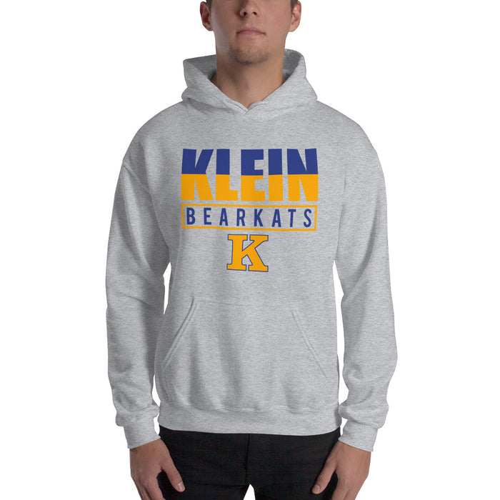 Man wearing a Klein High School Bearkats Sport Grey Classic Unisex Hoodie 29