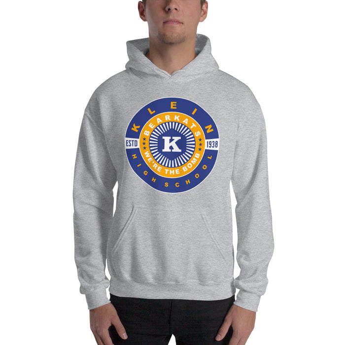 Man wearing a Klein High School Bearkats Sport Grey Classic Unisex Hoodie 30