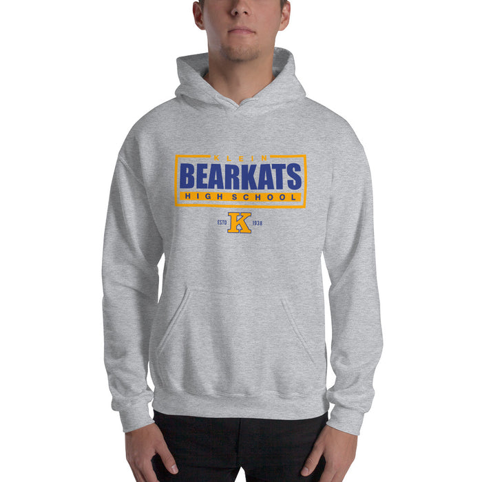 Man wearing a Klein High School Bearkats Sport Grey Classic Unisex Hoodie 49