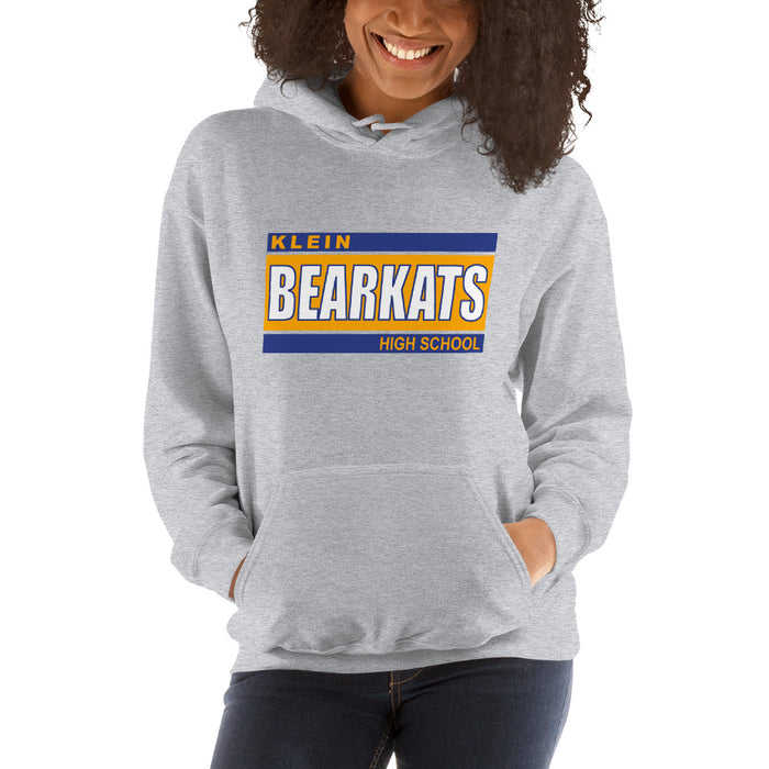 Woman wearing a Klein High School Bearkats Sport Grey Classic Unisex Hoodie 72