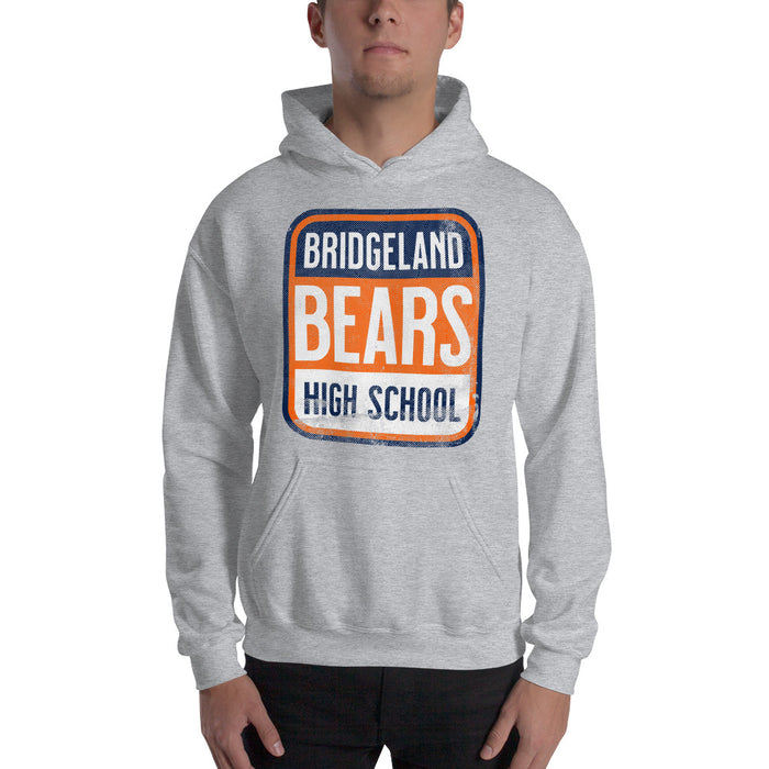 Man wearing a Bridgeland High School Bears Sport Grey Classic Unisex Hoodie 01