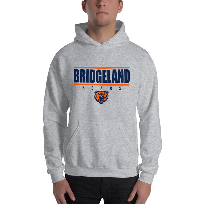 Man wearing a Bridgeland High School Bears Sport Grey Classic Unisex Hoodie 07