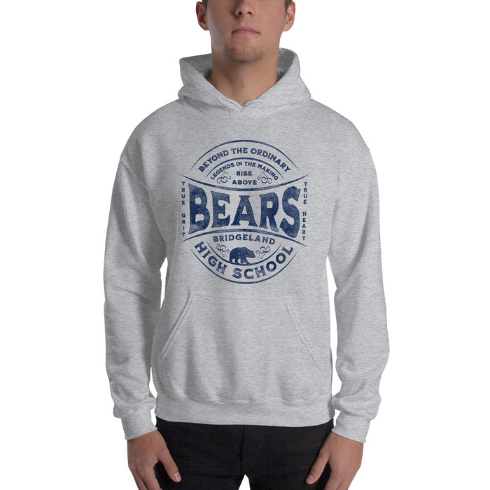 Man wearing a Bridgeland High School Bears Sport Grey Classic Unisex Hoodie 10