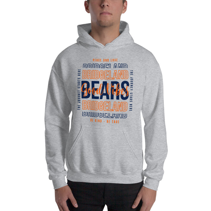 Man wearing a Bridgeland High School Bears Sport Grey Classic Unisex Hoodie 13