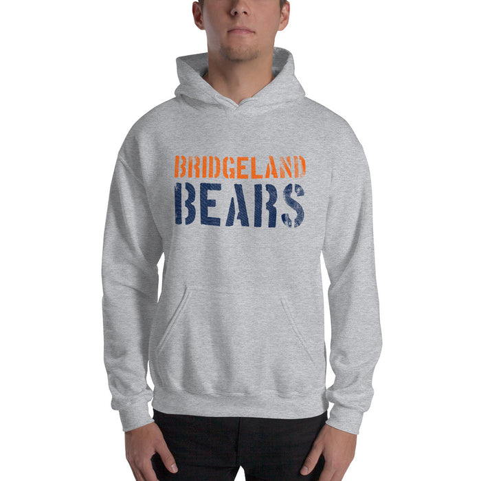 Man wearing a Bridgeland High School Bears Sport Grey Classic Unisex Hoodie 17