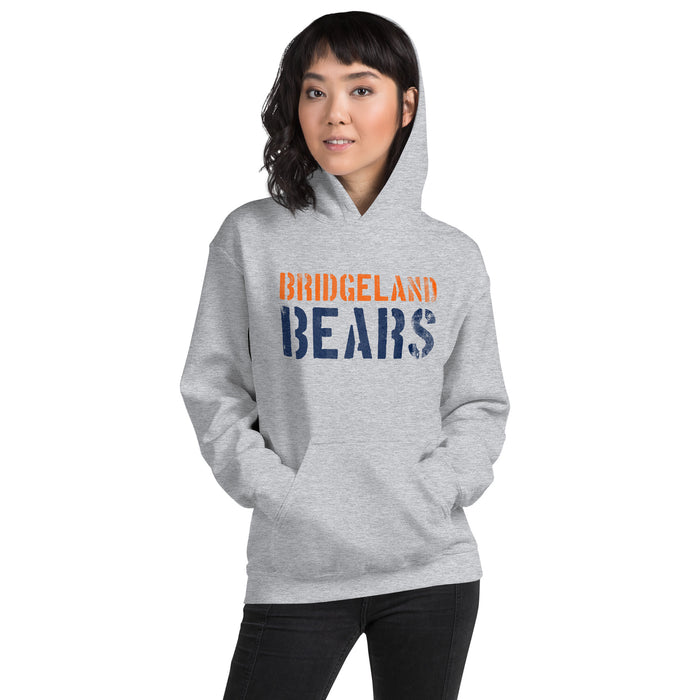 Woman wearing a Bridgeland High School Bears Sport Grey Classic Unisex Hoodie 17