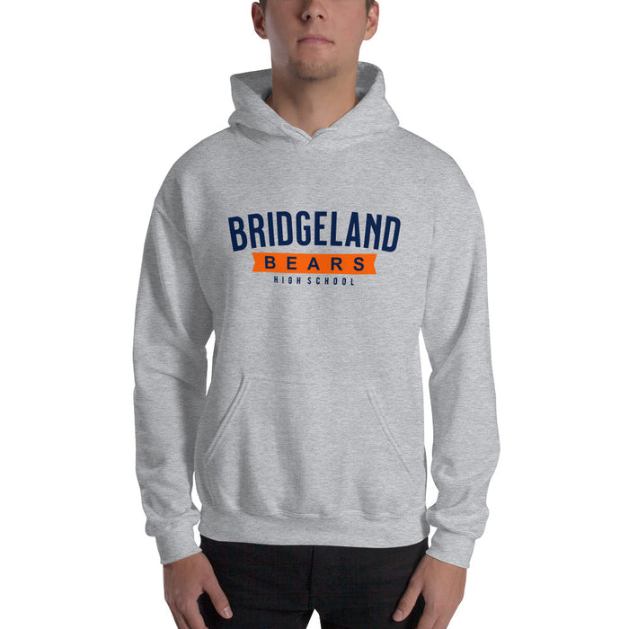 Man wearing a Bridgeland High School Bears Sport Grey Classic Unisex Hoodie 21