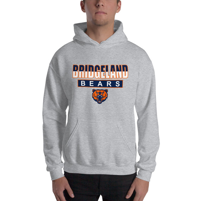 Man wearing a Bridgeland High School Bears Sport Grey Classic Unisex Hoodie 23