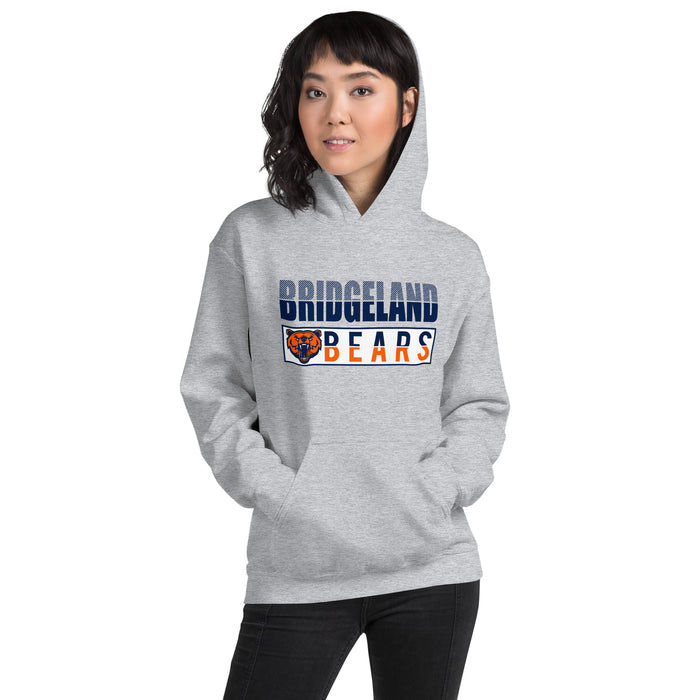 Woman wearing a Bridgeland High School Bears Sport Grey Classic Unisex Hoodie 31