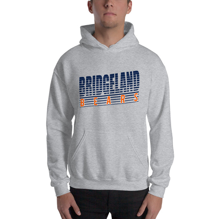 Man wearing a Bridgeland High School Bears Sport Grey Classic Unisex Hoodie 32