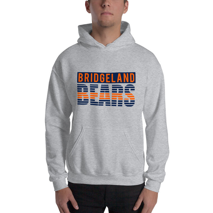 Man wearing a Bridgeland High School Bears Sport Grey Classic Unisex Hoodie 35