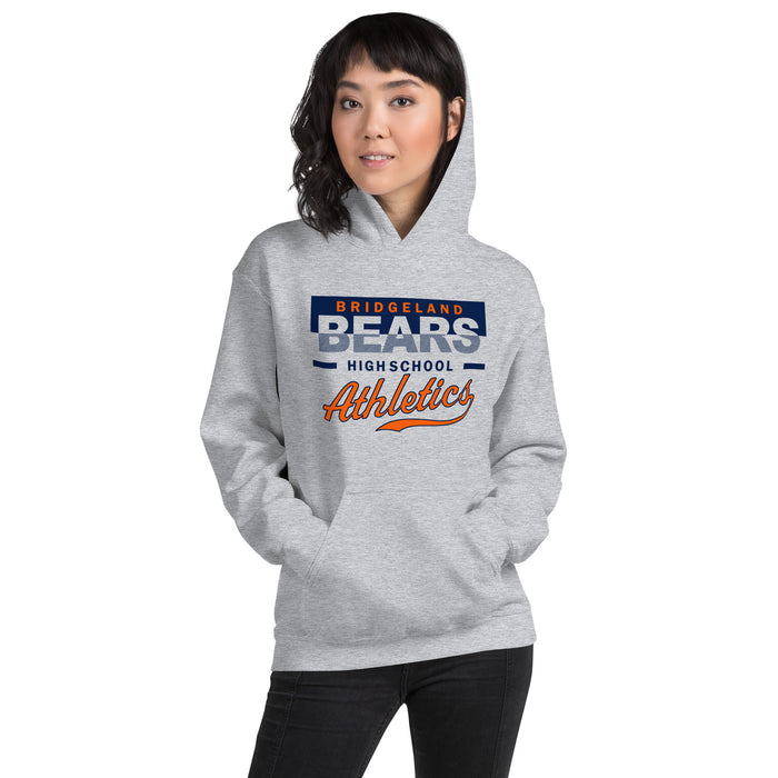 Woman wearing a Bridgeland High School Bears Sport Grey Classic Unisex Hoodie 48