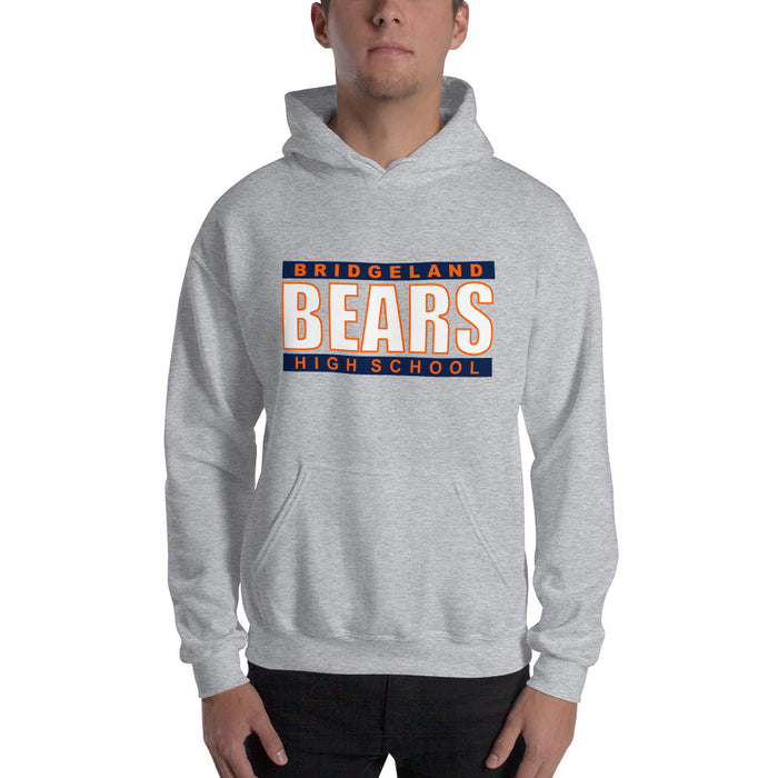 Man wearing a Bridgeland High School Bears Sport Grey Classic Unisex Hoodie 98