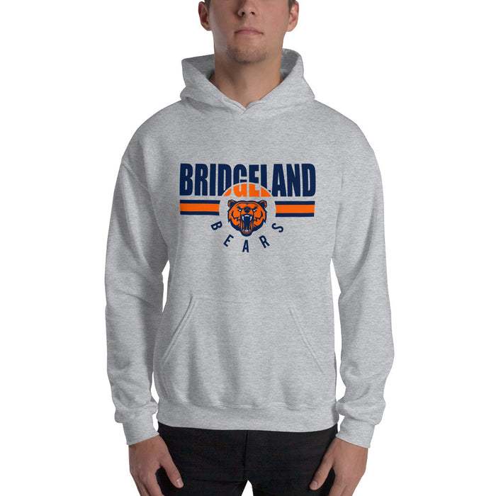 Man wearing a Bridgeland High School Bears Sport Grey Classic Unisex Hoodie 101