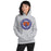 Woman wearing a Grand Oaks High School Grizzlies Sport Grey Classic Unisex Hoodie 02