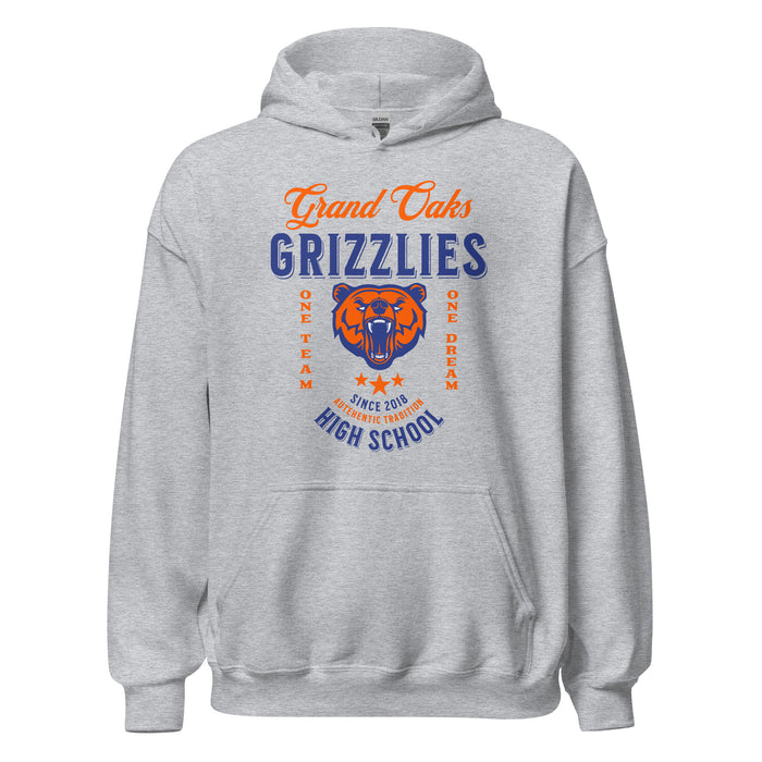 Grand Oaks High School Grizzlies Sport Grey Classic Unisex Hoodie 08