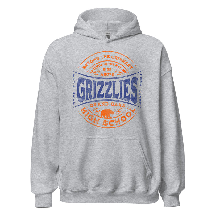 Grand Oaks High School Grizzlies Sport Grey Classic Unisex Hoodie 10