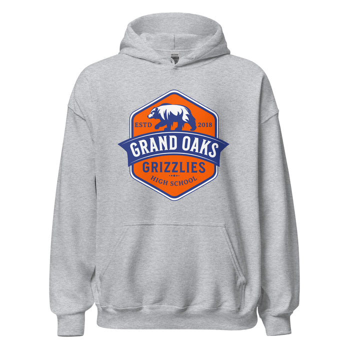 Grand Oaks High School Grizzlies Sport Grey Classic Unisex Hoodie 15