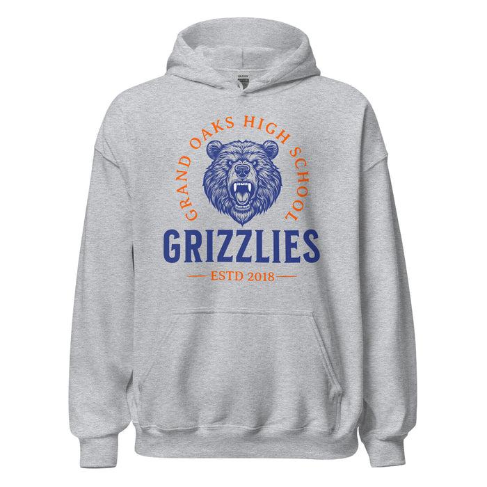 Grand Oaks High School Grizzlies Sport Grey Classic Unisex Hoodie 18