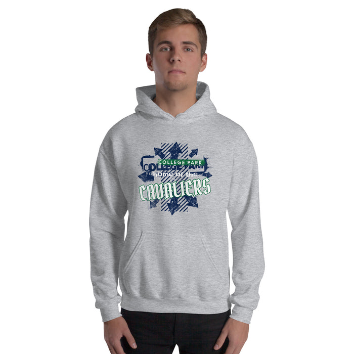 Man wearing a College Park High School Sport Grey Classic Unisex Hoodie 217