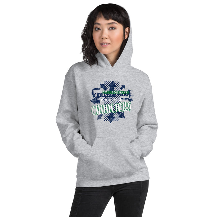 Woman wearing a College Park High School Sport Grey Classic Unisex Hoodie 217