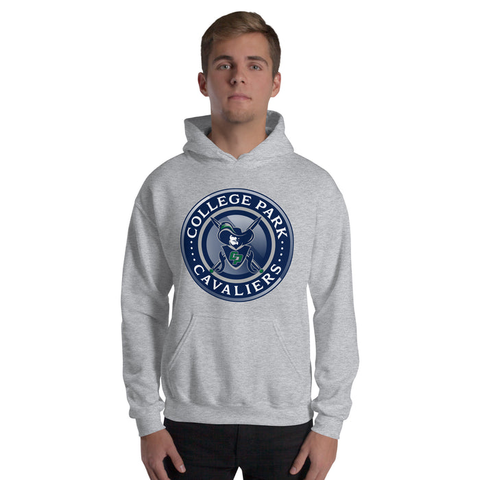 Man wearing a College Park High School Sport Grey Classic Unisex Hoodie 221