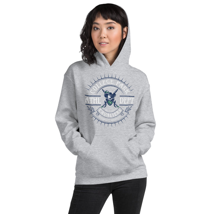 Woman wearing a College Park High School Sport Grey Classic Unisex Hoodie 222