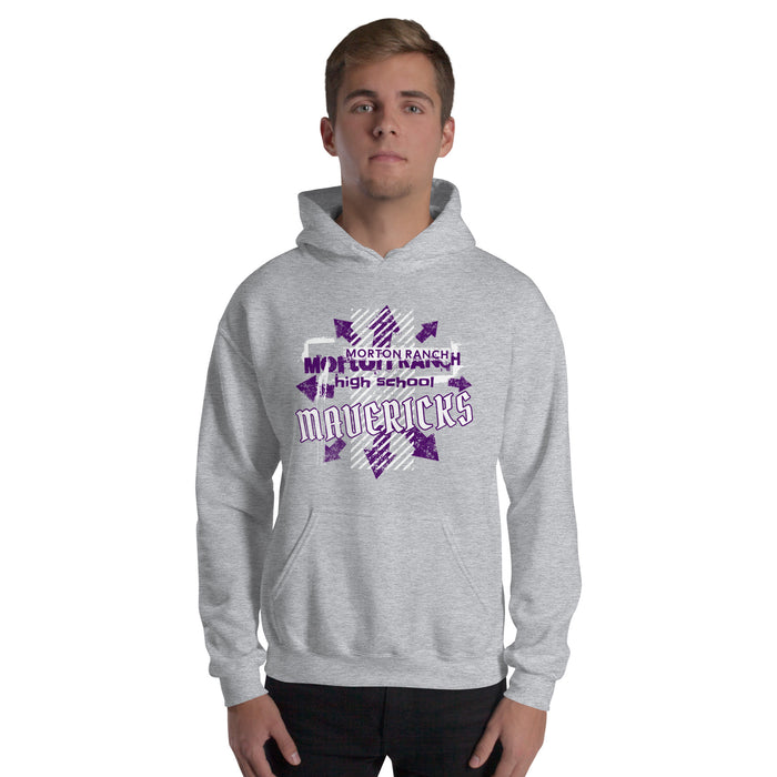 Man wearing a Morton Ranch High School Mavericks Sport Grey Classic Unisex Hoodie 215