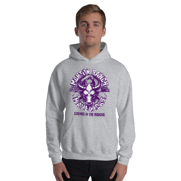 Man wearing a Morton Ranch High School Mavericks Sport Grey Classic Unisex Hoodie 220