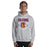 Man wearing a Jersey Village High School Falcons Sport Grey Classic Unisex Hoodie 203