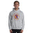 Man wearing a Jersey Village High School Falcons Sport Grey Classic Unisex Hoodie 211