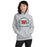 Woman wearing The Woodlands High School Highlanders Sport Grey Classic Unisex Hoodie 207