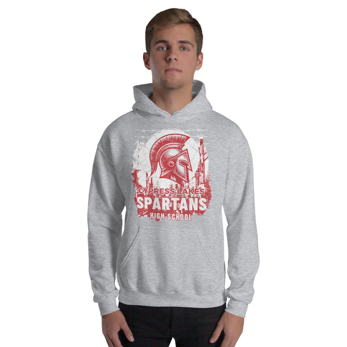 Man wearing Cypress Lakes High School Sport Grey Classic Unisex Hoodie 202