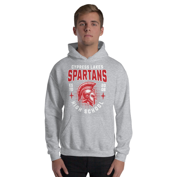 Man wearing Cypress Lakes High School Sport Grey Classic Unisex Hoodie 204