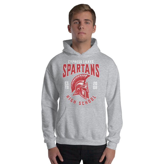 Man wearing Cypress Lakes High School Sport Grey Classic Unisex Hoodie 213