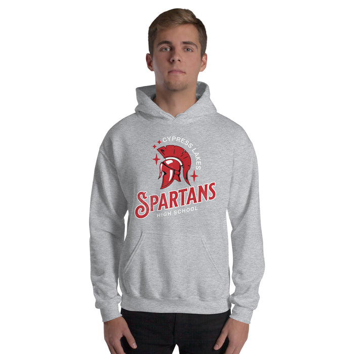 Man wearing Cypress Lakes High School Sport Grey Classic Unisex Hoodie 221