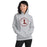 Woman wearing Lewisville High School Farmers Grey Classic Unisex Hoodie 214