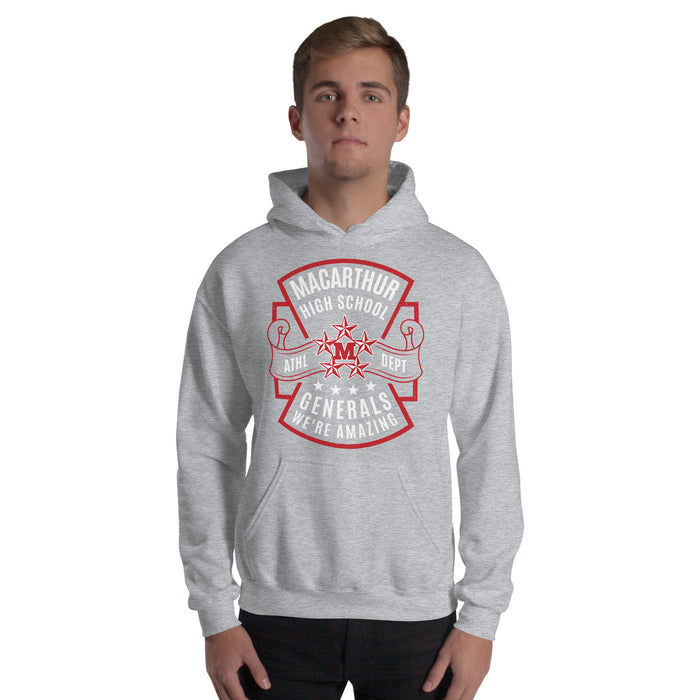 Man wearing MacArthur High School Generals Grey Classic Unisex Hoodie 207