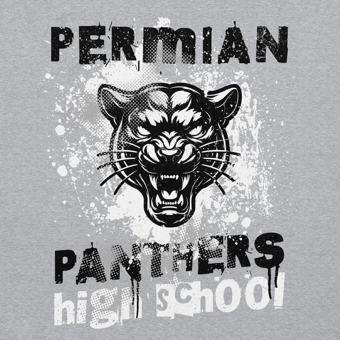 Close-up view of Permian High School Panthers Grey Premium Unisex T-shirt 202