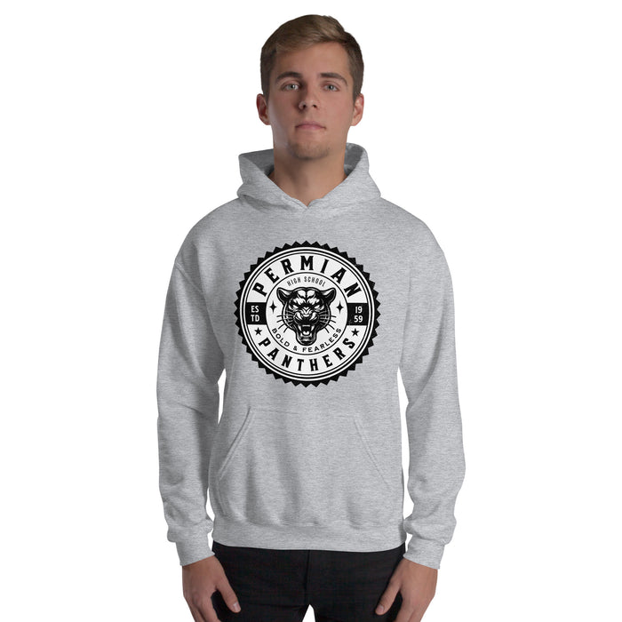 Man wearing Permian High School Panthers Grey Premium Unisex T-shirt 203