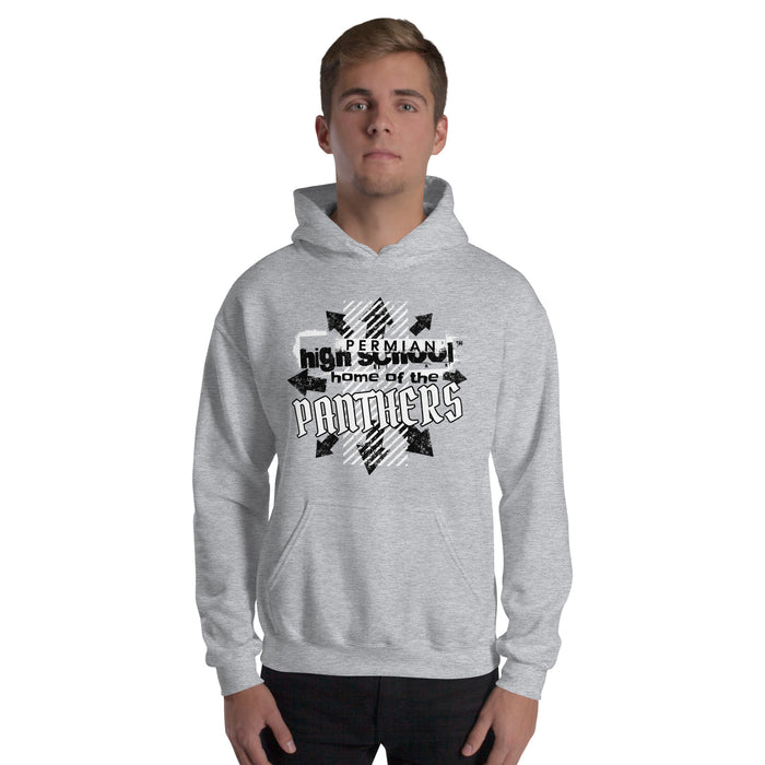 Man wearing Permian High School Panthers Grey Premium Unisex T-shirt 210