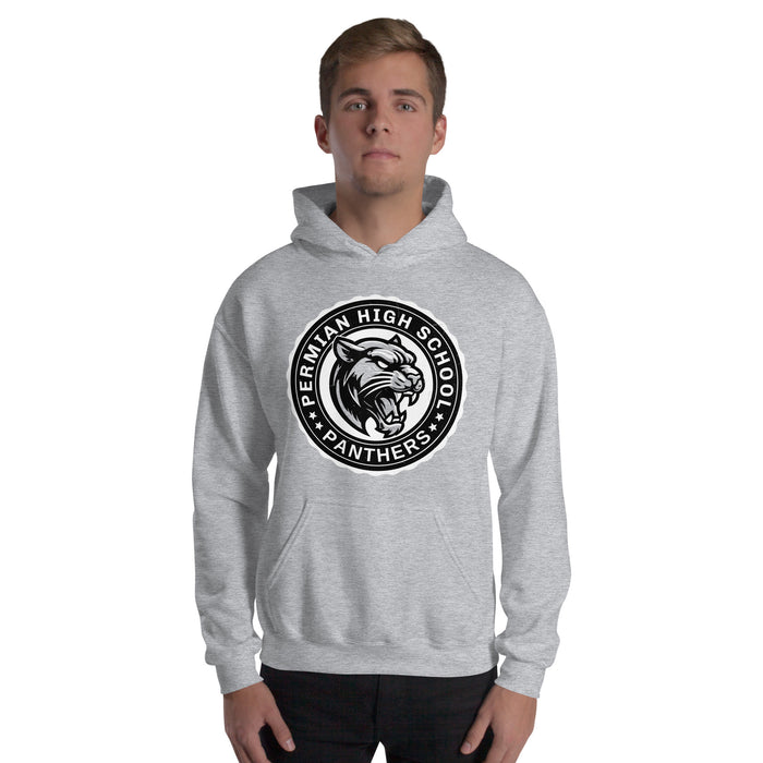 Man wearing Permian High School Panthers Grey Premium Unisex T-shirt 216