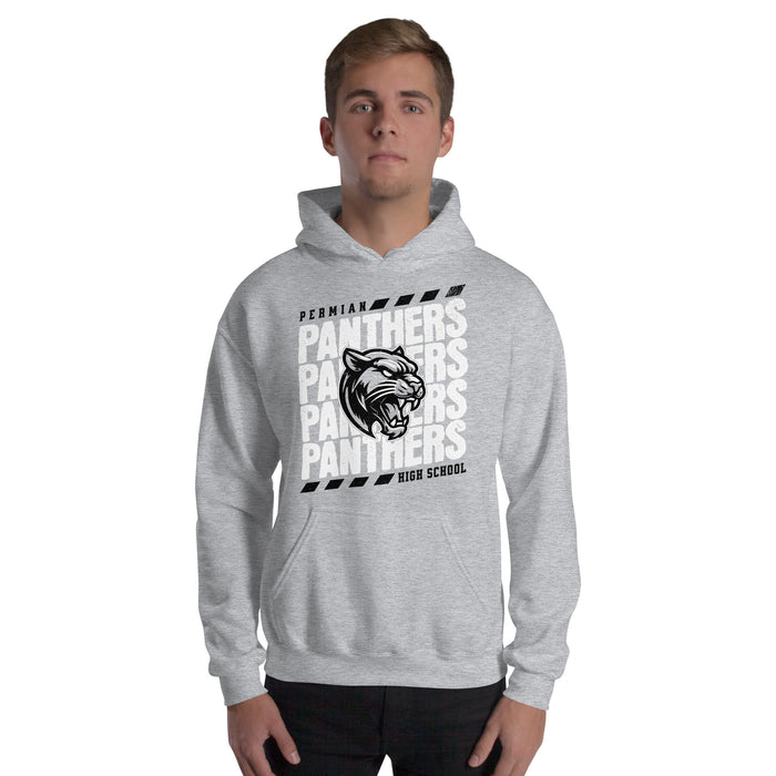 Man wearing Permian High School Panthers Grey Premium Unisex T-shirt 223