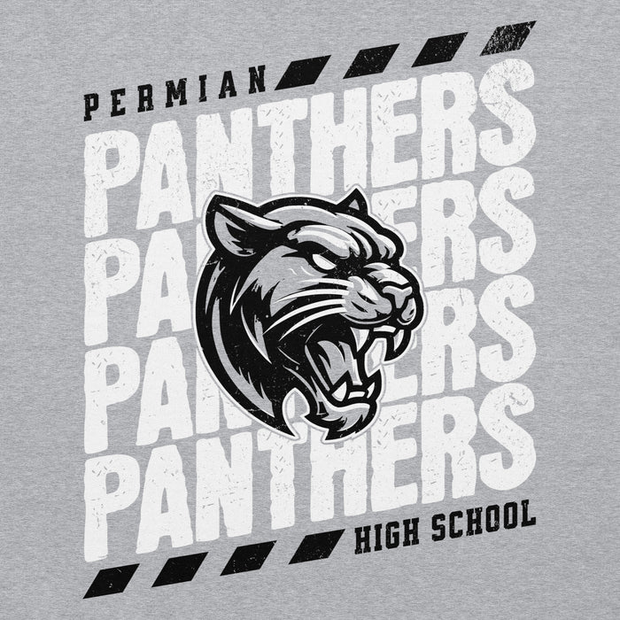 Close-up view of Permian High School Panthers Grey Premium Unisex T-shirt 223